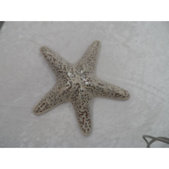 Ceramic Starfish Decor 8" Beige Coastal Beach House Accent - Picture 3 of 6